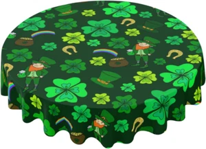 St. Patrick Day round Table Cloth 60 Inch, Waterproof Stain Wrinkle Resistant Wa - Picture 1 of 12