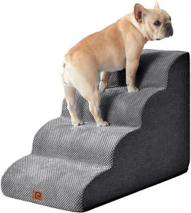 Curved Dog Stairs Ramp 4-Step 19.7" H Non-Slip for Small Dogs/Cats Indoor Grey. - Picture 1 of 6