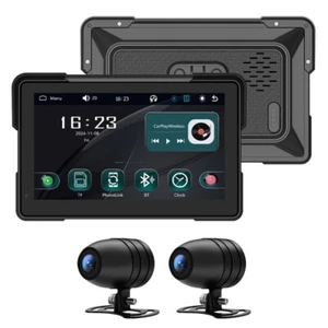 7" IPS Wireless CarPlay Motorcycle GPS Dash Cam HD Bright - Picture 1 of 5
