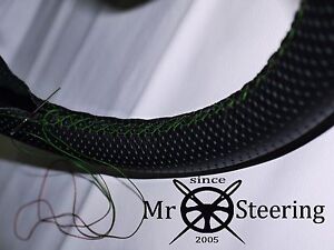 FOR MUSTANG COUGAR PERFORATED LEATHER STEERING WHEEL COVER 67-70 GREEN DOUBLE ST