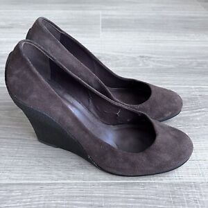 Michael Kors Womens Sz 8 M Brown Suede Leather Wedge Heels 