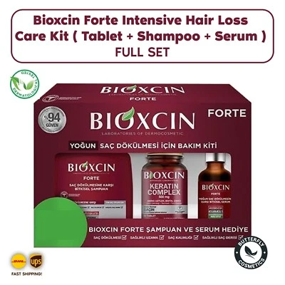 Kit Intensivo de Cuidado de Pérdida de Cabello Bioxcin Forte (Tableta + Champú + Suero) JUEGO COMPLETO Foto 1 de 2