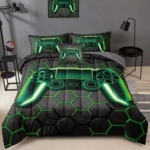 6 Piece Gamer Comforter Bed in A Bag Sets for Boys Teen KidsHoneycomb Gaming ... - Picture 1 of 7