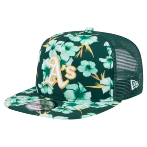 Oakland Athletics New Era Adventure Pattern Golfer Trucker Snapback Hat Floral - Picture 1 of 5