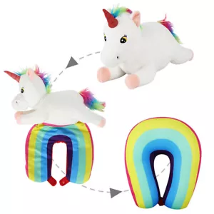 2 in 1 Reisekissen U Form Nackenkissen Einhorn Spielzeug für Flugzeug Auto Reise - Bild 1 von 6