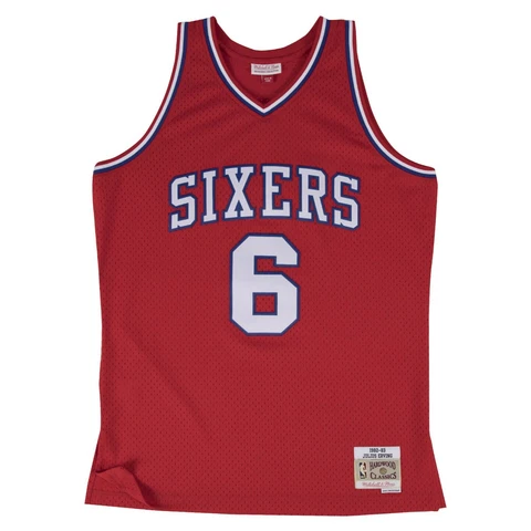 Mitchell & Ness NBA Swingman Road Jersey 76ERS 82 Julius Erving Red *NEW* Cover
