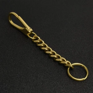 Solid Brass Key Chain Quick Release Snap Key Split Ring - Picture 1 of 4