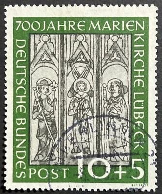 Germany, Fed Rep, 1951, Church Rebuilding, Used, Scott B316, Michel 139, F-VF - Image 1 of 2