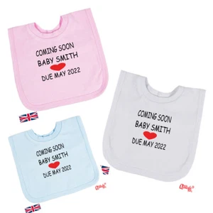 Baberos para bebés - anuncio de nacimiento - personalizado - impreso pronto - cualquier nombre y fecha - Imagen 1 de 4
