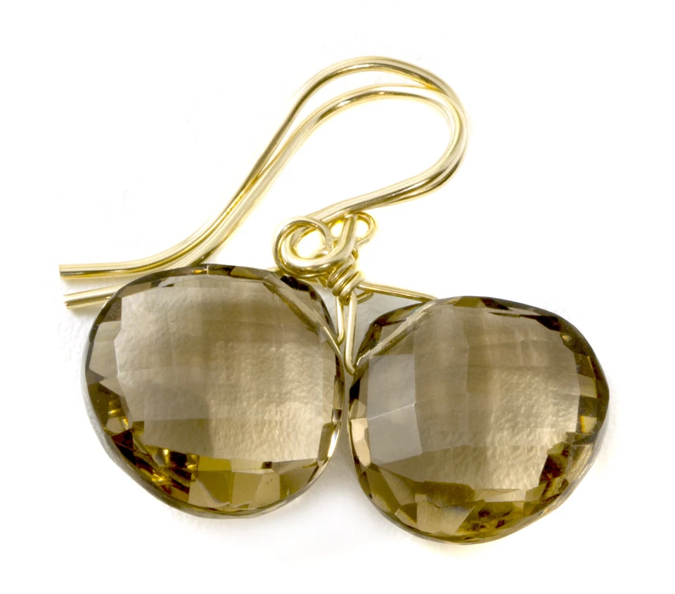 Дымчатый кварц серьги граненый сердце слезы дымчатый простой 14k золото серебро - Изображение 1 из 1