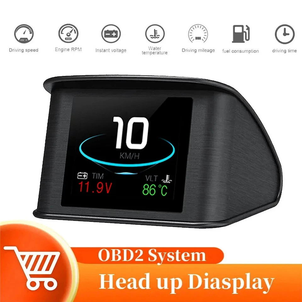 Headup Display for Car Smart Gauge Digital Speed RPM Water Temp Fuel - Image 1 of 4
