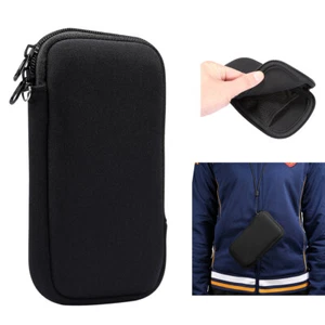 Universal Neoprene CellPhone Sleeve Mobile Bag W Zipper, Neck Lanyards Straps - Picture 1 of 8