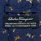 Salvatore Ferragamo Made In Italy Horse ITALIAN PRESIDENTCY W.E.U 1998 Silk Tie