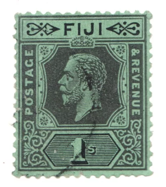 Nice!  1924 Fiji - Sc #103 - 1sh KGV - Used postage stamp, mute cancel Cv$6.75 - Image 1 of 1