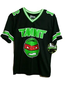 Nickelodeon Boy's NEW LARGE V-neck Short Sleeve Ninja Turtles Black Jersey (#12m - Picture 1 of 5