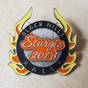2014 74. Jubiläum Sturgis Motorrad Rallye Pin Biker Ausrüstung schwarz orange Flamme - Bild 1 von 5