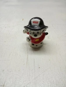 Fisher Price Little People Firehouse Dog Dalmatian Black Hat & Red Jacket 2002 - Picture 1 of 2