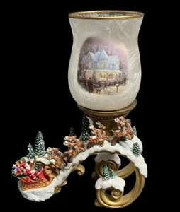 BRADFORD EXCHANGE THOMAS KINKADE HOME FOR THE HOLIDAYS TEA LIGHT HOLDER 9” NO BX - Picture 1 of 8