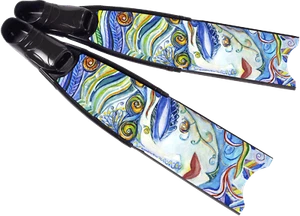 Leaderfins Fiberglass Full Foot Free-diving Fins, Black/Black, Mermaid(37-38) - Picture 1 of 2