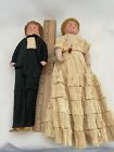 Early Antique German Bisque Mignonette Bride and Groom Dolls Original Old Outfit