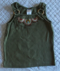 Gymboree 5 Girls tank top beaded rings HTF VGUC safari spring summer fall olive - Picture 1 of 2