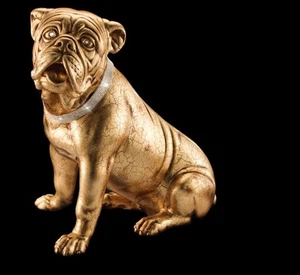 BULL DOG CANE LUPO CERAMICA ORO CRISTALLI ANIMALI ARREDO CASA SOGGIORNO SALOTTO - Foto 1 di 1