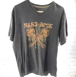 HARD ROCK BARCELONA Distressed Unisex Tee Brown & Uniquely Embroidered LARGE - Picture 1 of 5