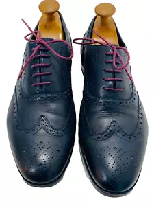 Clarks Tor England Wing Tips Navy Blue Leather Oxford Brogues shoes 16501 size 8 - Picture 1 of 9