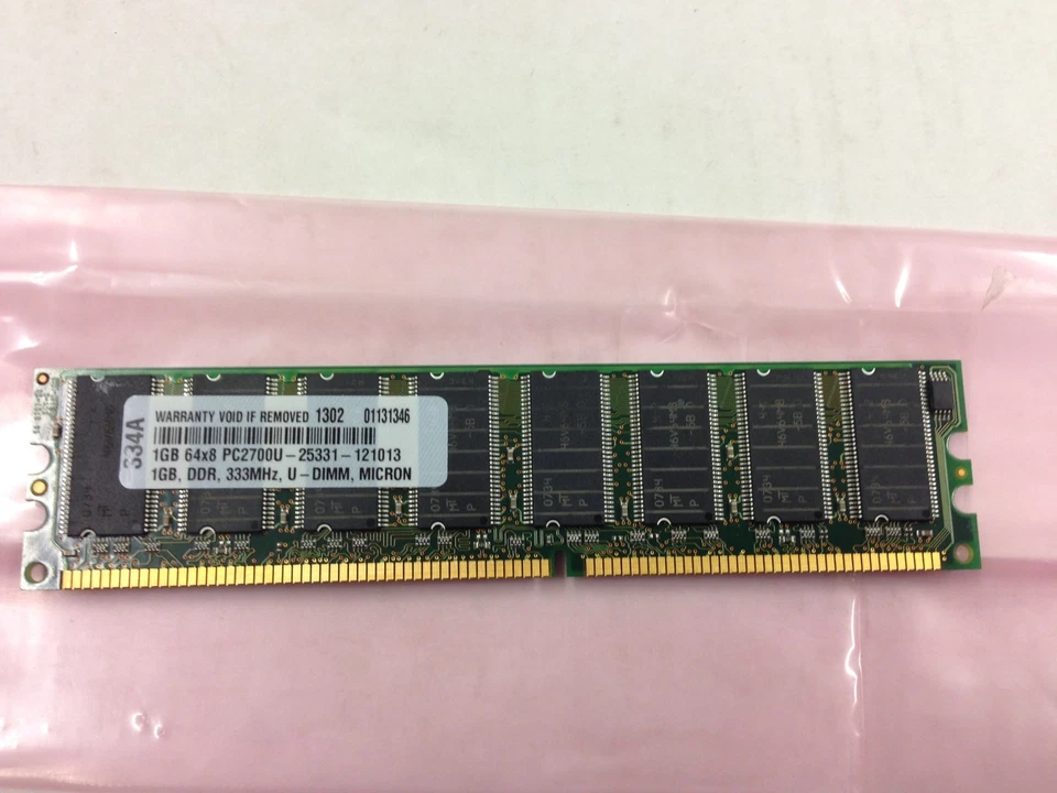 1GB Micron PC2700 333MHz DDR 184-Pin DIMM Standard Non-ECC Memory Module - NEW - Image 1 of 3