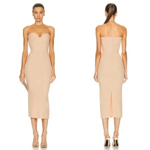 Alex Perry Draven Stretch Crepe Curved Sweetheart Powder Pink Midi Dress Size 4 - Picture 1 of 9