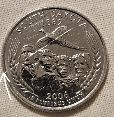 2006-D South Dakota State Quarter With Die Crack Error From Rim To Rim - Image 1 of 4