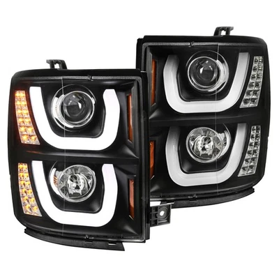 Black Fits 2014-2015 Chevy Silverado 1500 Led Halo Projector Headlights Lamp L+R - Image 1 of 4