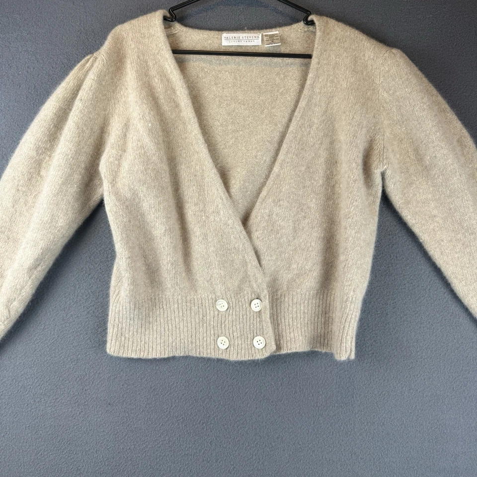 Suéter Cárdigan Valerie Stevens Luxury M Marfil Lana de Cordero Angora Cabello de Conejo Foto 1 de 4