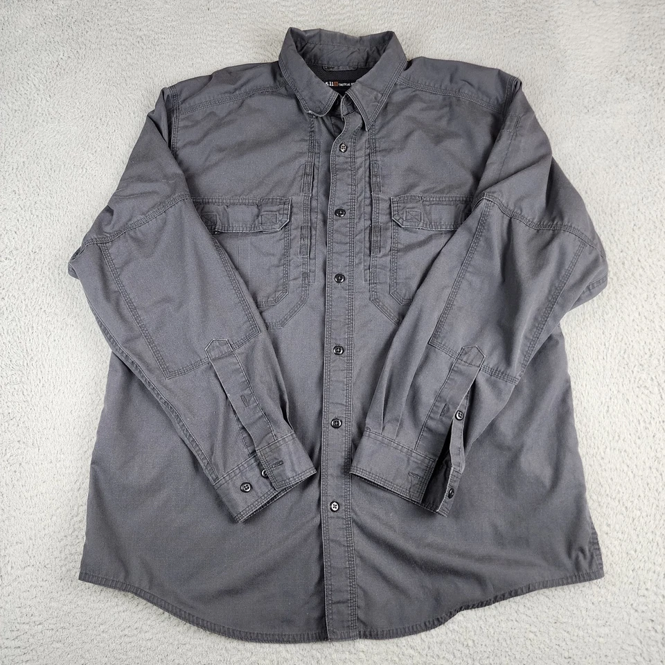 5.11 Tactical Shirt Mens Large Gray Taclite Pro 72175 Button Up Utility Vented - Image 1 of 4