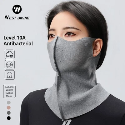 WEST BIKING Winter 3D Half Face Mask Neck Warmer Ear Hanging Sports Scarf Grey - Image 1 of 4