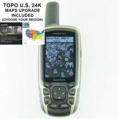 Garmin GPSMAP 64sx w/ Maps Upgrade TOPO U.S. 24K High Detail Topographic - Image 1 of 4