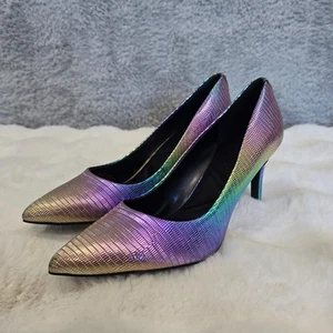 Karl Lagerfeld Royale schillernde Multi Regenbogen Eidechse geprägt Heels Größe 6 NEU - Bild 1 von 9
