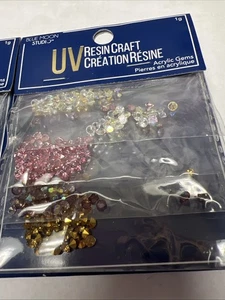 Blue Moon Studio UV Resin Craft Acrylic Gems Colors Pink, White, Gold & Purple - Picture 1 of 6