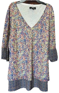 Suzanne Betro Women’s LN Colorful Paisley Design Flowy Tunic Top Plus Size 2X - Picture 1 of 7