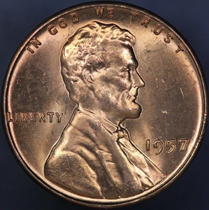 1957 LINCOLN CENT BU FRESH FROM ORIGINAL ROLL - LOT 9311 - Picture 1 of 2