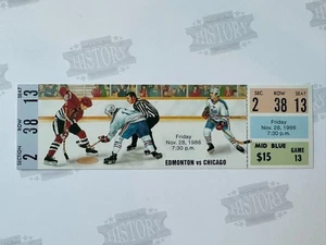 1986 Chicago Blackhawks Edmonton Oiolers Ticket 11/28/86 Messier 1G Gretzky 2A - Picture 1 of 2