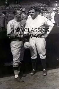 1928 NEW YORK YANKEES BABE RUTH & CARDINALS JAMES BOTTOMLEY 4X6 PHOTO BASEBALL - Picture 1 of 1