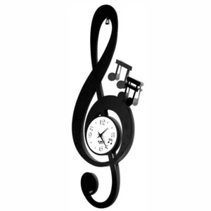 Arti & Mestieri, Chiave Musicale, Orologio da Parete Nero, Metallo - Foto 1 di 1