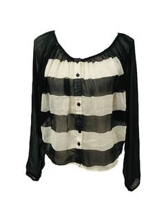 Blusa Mujer Mediana Living Doll Los Angeles Blanco y Negro Rayas - Imagen 1 de 8