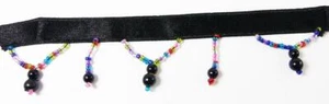 Lámpara de baile de costura con flecos multicolor ombre cuentas negras perlas redondas - Imagen 1 de 3