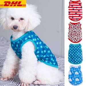 Dog Cat Clothes Puppy Classic Vest Striped T-Shirt Pet Summer T Shirts Tees NEW - Picture 1 of 17
