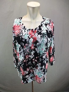 NWT GNW Size L Womens Multicolor Cotton Blend Round Neck Button Up Top 1Bl8 - Picture 1 of 12