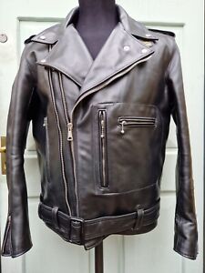 Lewis Leathers, Bronx Twin Zip Motorcycle, Biker, Black Leather Jacket Size 42" 