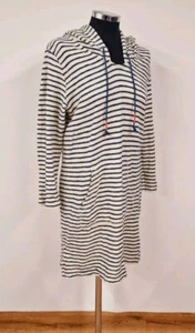 White Stuff Stripe Dress Size Small 8/10/12 Coverup Beach Holiday Hooded Blue  - Picture 1 of 10