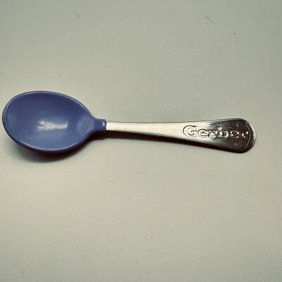 Cuchara bebé Gerber vintage azul punta suave mordida revestimiento Foto 1 de 4